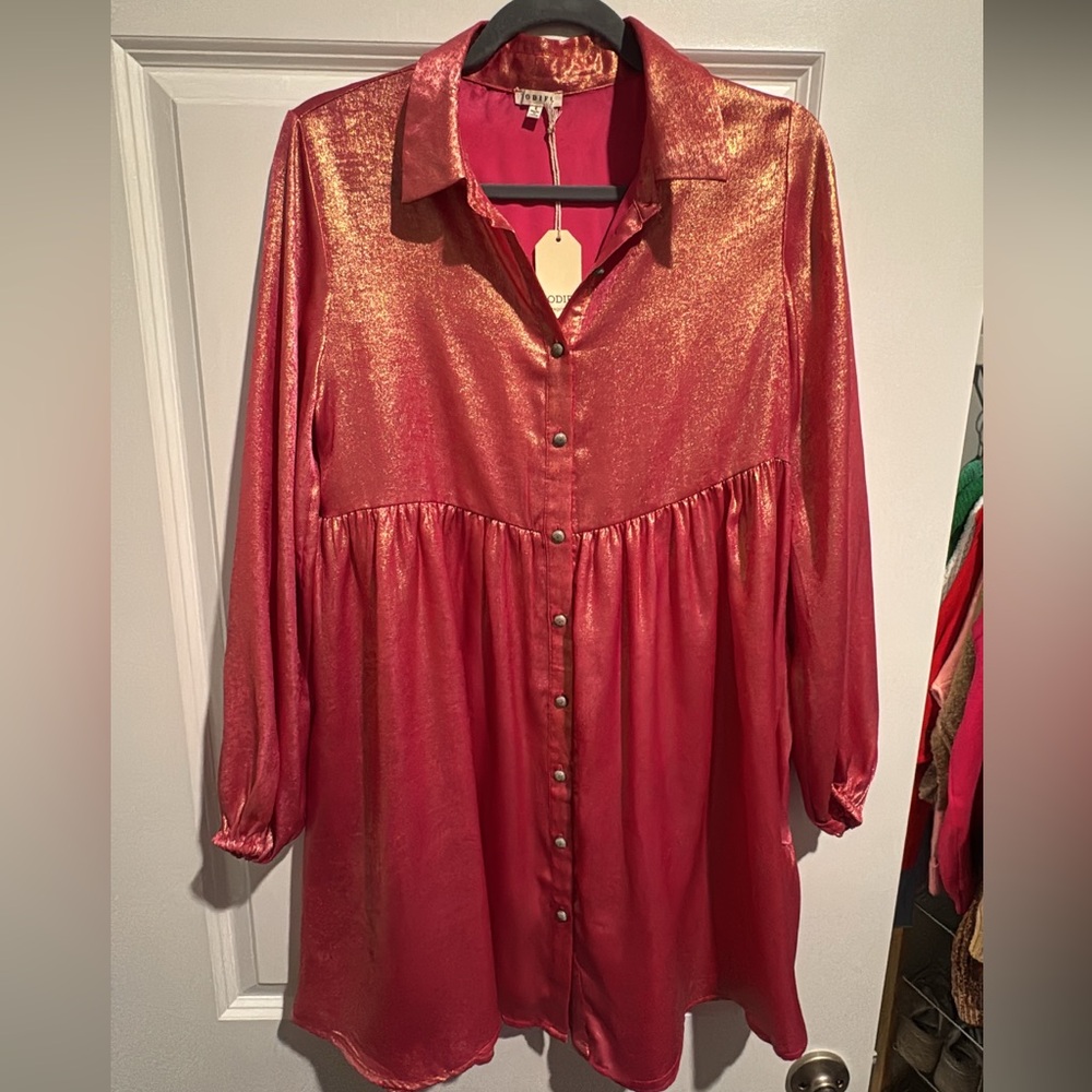 JODIFL Shimmering Pink Long Sleeve Dress